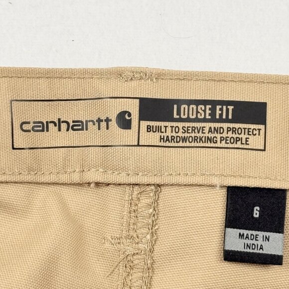 NWT Carhartt Women's Rugged Flex Outdoor Tan Canvas Work Shorts Size 6 Inseam 10 - Picture 5 of 11